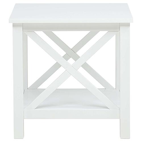 Skyview Square Pine Wood Side End Table with Shelf - White by Coaster