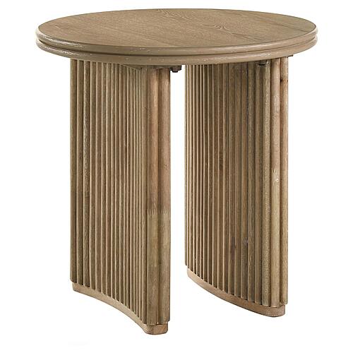 Adina Round Wood Side End Table Distressed - Light Brown by Coaster