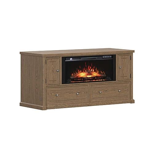 Soren Queen Fireplace Dream Console Bed Light Oak by Dream Console