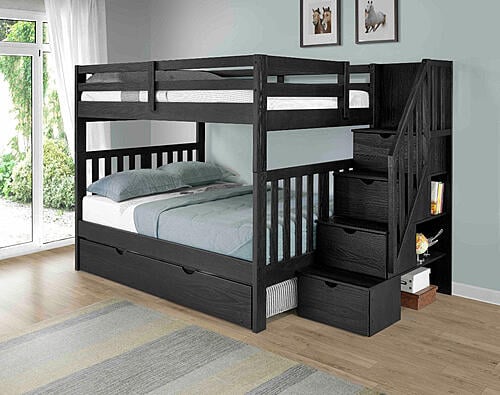 Dover Bunk Full over Full with Storage Staircase Ebony Finish by Innovations