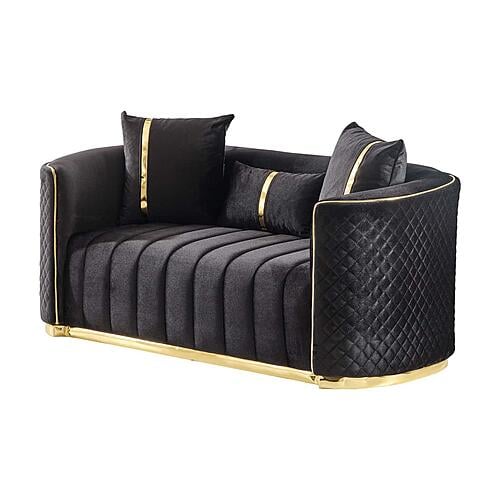 Ceko Stationary Loveseat - Black by Furnia Furniture