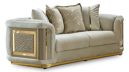 Elegance Stationary Loveseat - Cream by Furnia Furniture