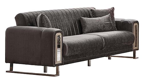 Lotus 2-Pieces Sofa & Loveseat Set - Grey by Furnia Furniture