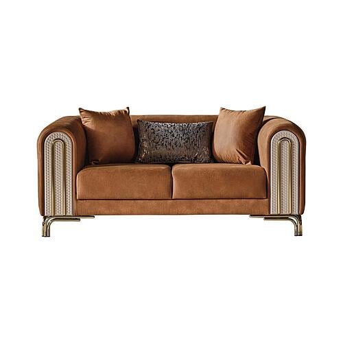 Paris Stationary Loveseat - Brown by Furnia Furniture