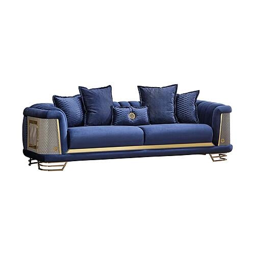 Romans 2-Pieces Sofa & Loveseat Set - Navy Blue by Furnia Furniture