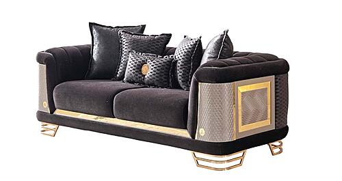 Romans Stationary Loveseat - Black by Furnia Furniture