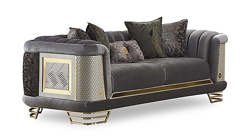 Romans Stationary Loveseat - Grey by Furnia Furniture