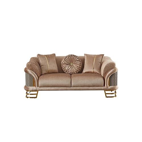 Versace Stationary Loveseat - Beige by Furnia Furniture