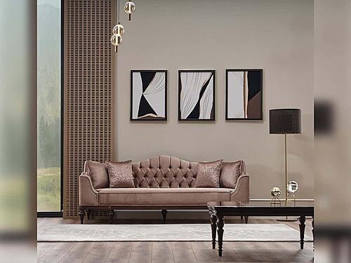 Zumrut Sofa & Loveseat - Light Brown by Furnia Furniture