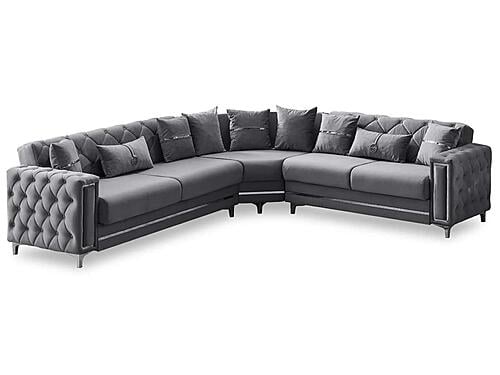 Bolivya Convertible Sectional Sofa Grey by Furnia Furniture
