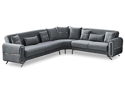 Royal Convertible Sectional Sofa Grey by Furnia Furniture