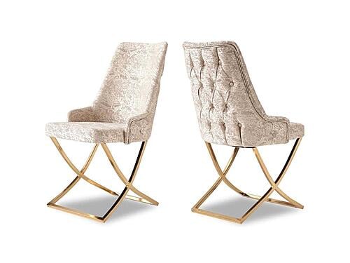 Napoli Dining Chair w/Gold X Leg by Furnia Furniture