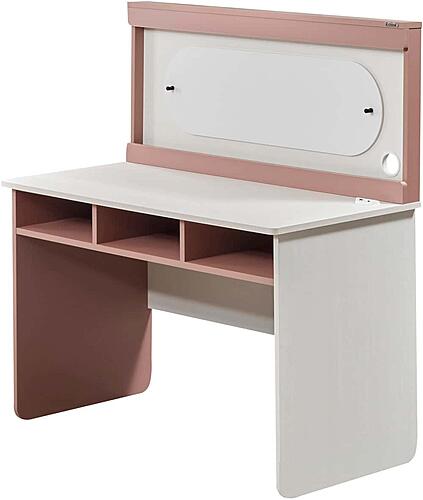 Linda Study Desk w/Top Module - White/Pink by Furnia Furniture