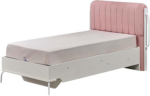 Linda Twin Bed w/Headboard - White/Pink by Furnia Furniture