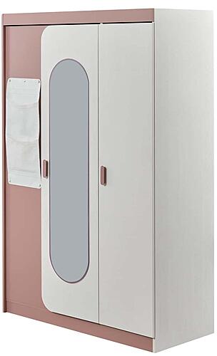 Linda 3 Door Wardrobe - White/Pink by Furnia Furniture