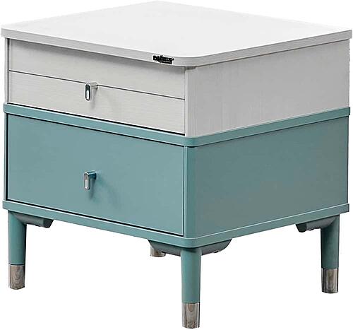 Marin Nightstand - White/Green by Furnia Furniture