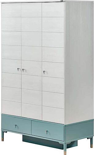 Marin 3 Door Wardrobe - White/Green by Furnia Furniture