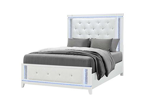Alina White Queen Bed Group w/LED by Global Furniture