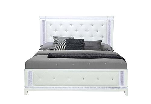 Alina White King Bed w/LED by Global Furniture