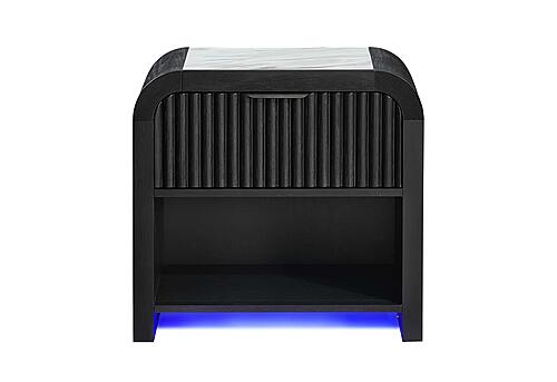 Beckett White/Black Nightstand w/LED & Speaker by Global Furniture