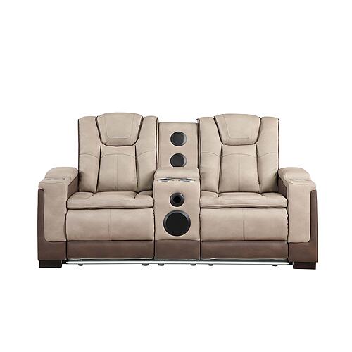 Bruno Faux Leather Reclining Loveseat - Brown by Galaxy Furniture