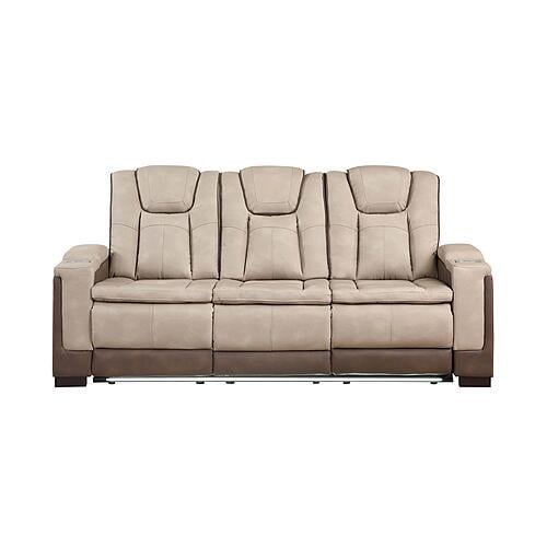 Bruno Faux Leather Reclining Sofa - Brown by Galaxy Furniture