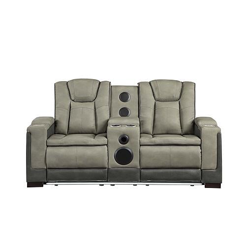 Bruno Faux Leather Reclining Loveseat - Gray by Galaxy Furniture