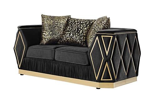 Cavalli Velvet Upholstery Loveseat - Black by Galaxy Furniture