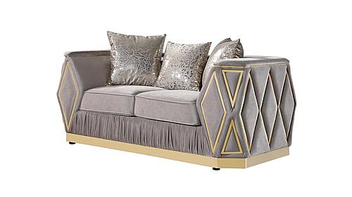 Cavalli Velvet Upholstery Loveseat - Taupe by Galaxy Furniture