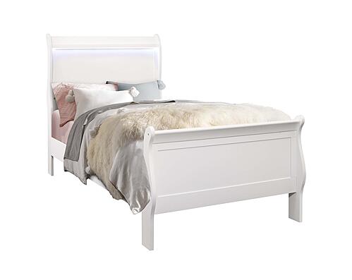 Charlie White Twin Bed, Dresser, Mirror & Nightstand by Global Furniture