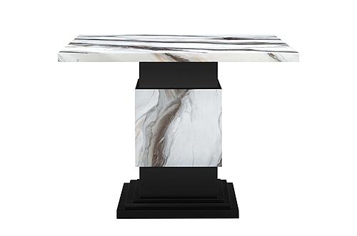 D12 Black/White Square Faux Marble Table Top Bar Table by Global Furniture