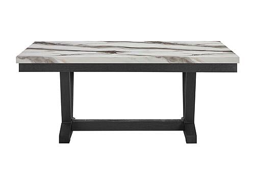 D1319DT Black/White Dining Table & 8 D1319 Light Grey Fabric Dining Chair by Global Furniture