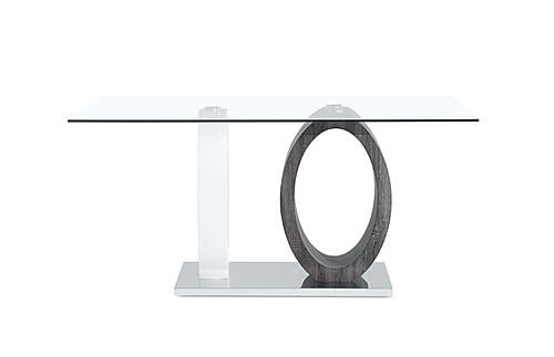 D1628DT Rectangular Clear Glass Dining Table + D915DC Black Dining Chair by Global Furniture