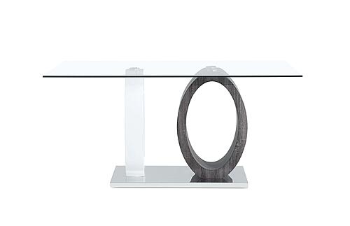 D1628 Rectangular Clear Glass Top Dining Table by Global Furniture