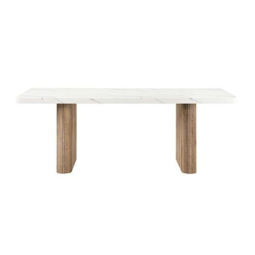 D2504DT White/Natural Dining Table & 4 D12DC Beige/Natural Dining Chair by Global Furniture