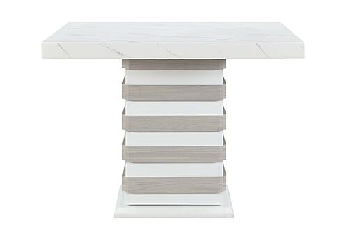 D2507 White/Grey Square Bar Table w/6 D06 Beige Bar Stools by Global Furniture