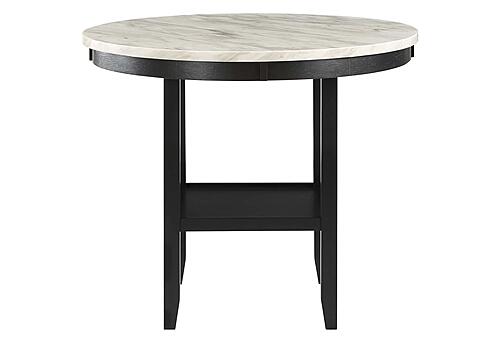 D40011 Black/White Round Bar Table + 6 D1622 Black Fabric Bar Stools by Global Furniture