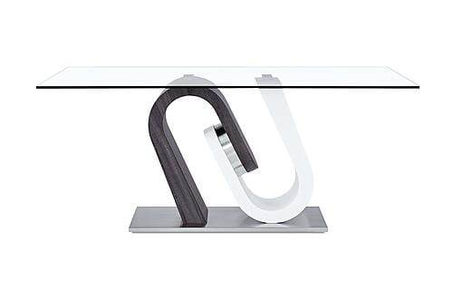 D4127NDT Clear Glass Top w/White/Gray Base Dining Table by Global Furniture