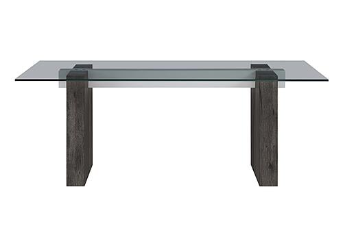 D4238 Glas Top w/Dark Brown Dining Table & 6 D4239 Light Gray Fabric Dining Chair by Global Furniture