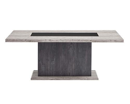 D8030 Black/Brown Dining Table & 4 D8030 Dark Grey Fabric Dining Chairs & Bench by Global Furniture