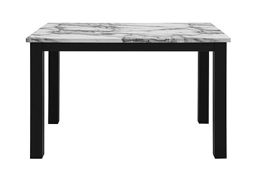 D8032DT White/Black Panda Dining Table & D9026DC Grey Fabric Dining Chair by Global Furniture