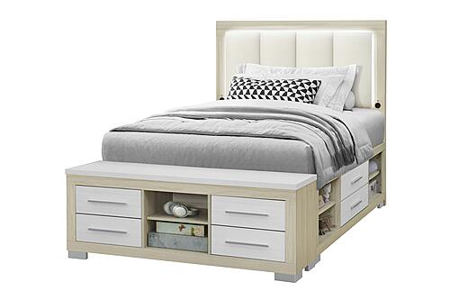 Emma Natural/White Full Bed Group by Global Furniture