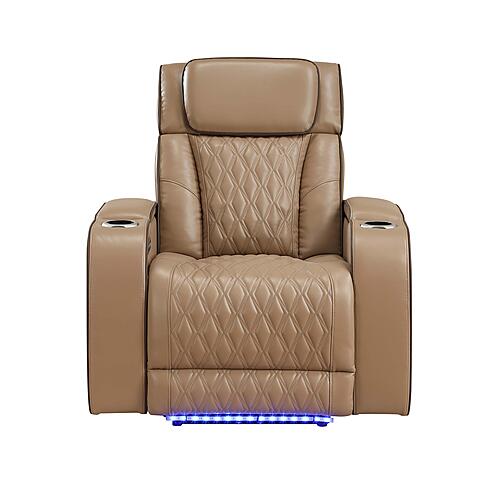 Fortuner Faux Leather Recliner Chair - Caramel by Galaxy Furniture