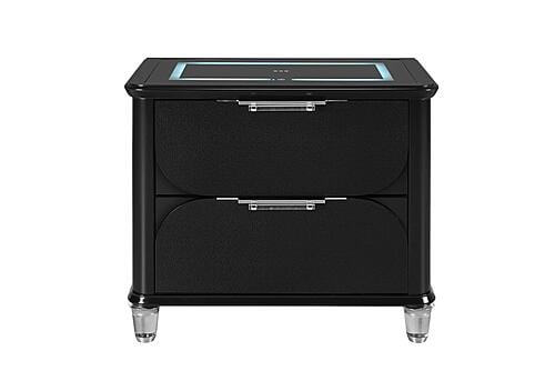 Lando Black Nightstand w/Speaker & Wireless Charging Platform by Global Furniture