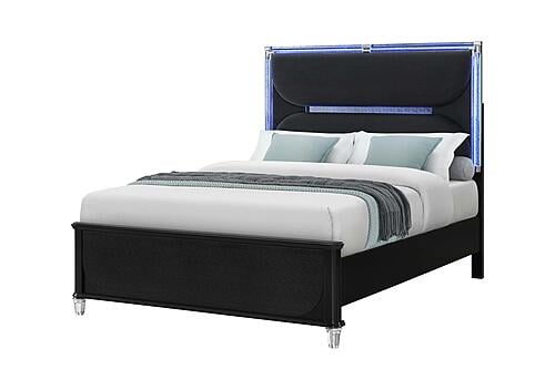 Lando Black Queen Bed w/Continuous LED by Global Furniture