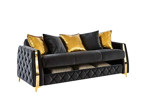 Lippa Upholstery 3 piece Sofa Set - Black by Galaxy Furniture