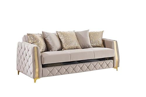 Lippa Upholstery 3 piece Sofa Set - Taupe by Galaxy Furniture