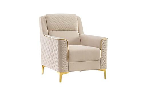 Lisa Velvet Upholstery Chair - Ivory by Galaxy Furniture
