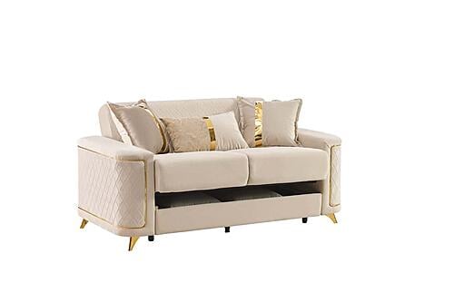 Lisa Velvet Upholstery Loveseat - Ivory by Galaxy Furniture