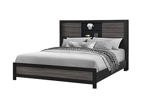 Lisbon Grey/Black Bookcase King Bed by Global Furniture